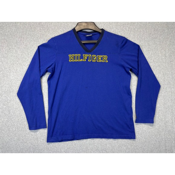 Tommy Hilfiger Other - Tommy Hilfiger Mens Blue Long Sleeve V-Neck Graphic T-Shirt Embroidered Large